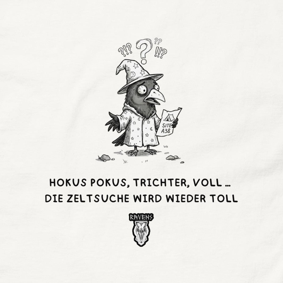 Festivalrabe T-Shirt Weiß, Motiv im Detail