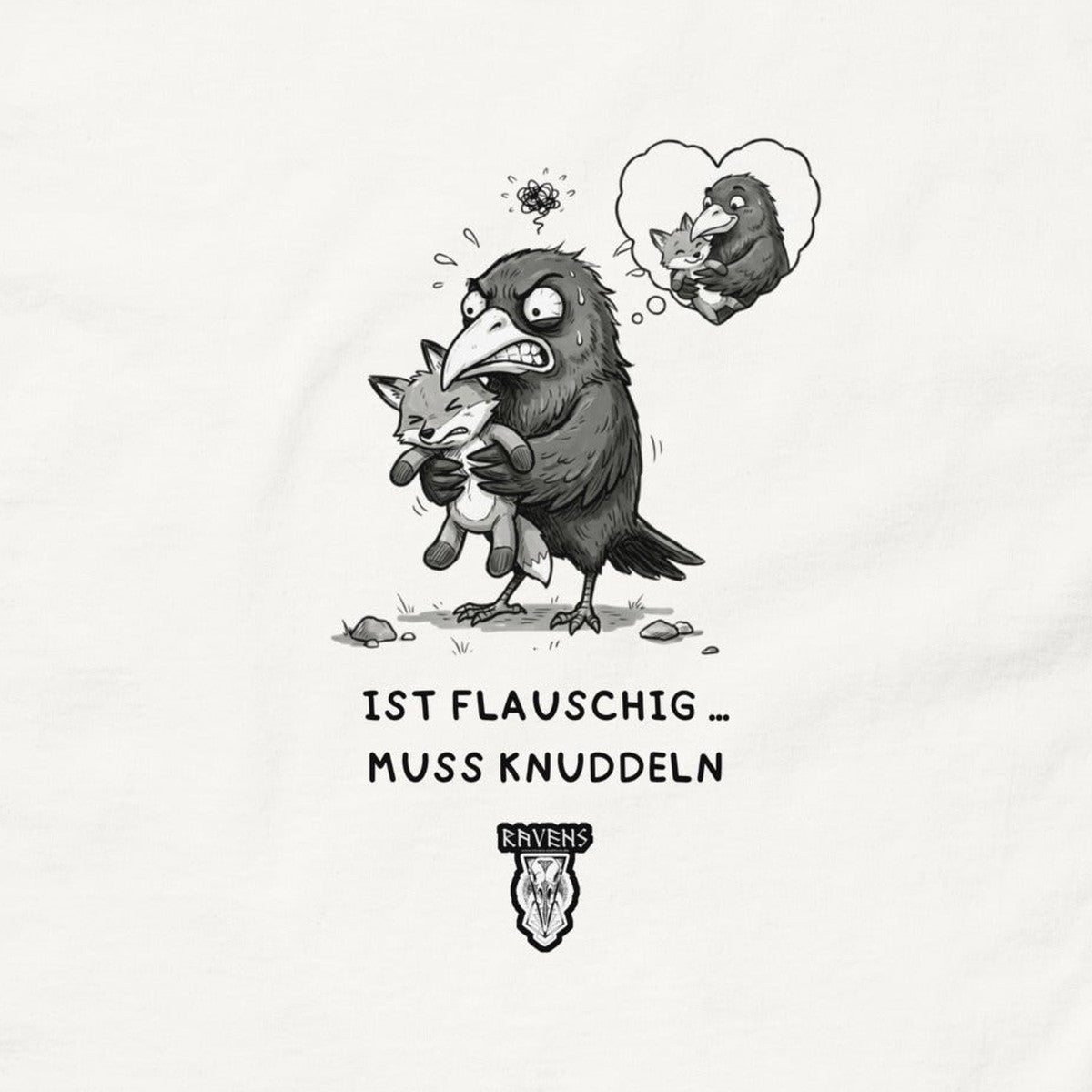 Kuschelrabe T-Shirt Weiß, Motiv im Detail